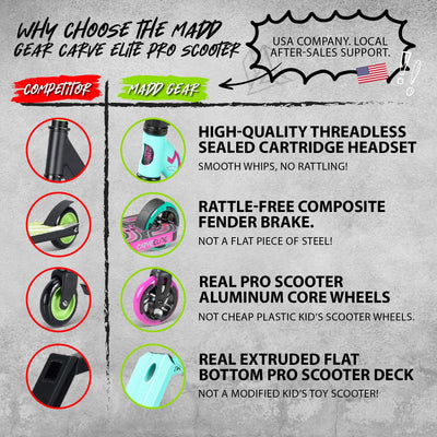 Madd Gear Carve Elite Stunt Scooter - Teal-Pink