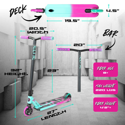 Madd Gear Carve Elite Stunt Scooter - Teal-Pink