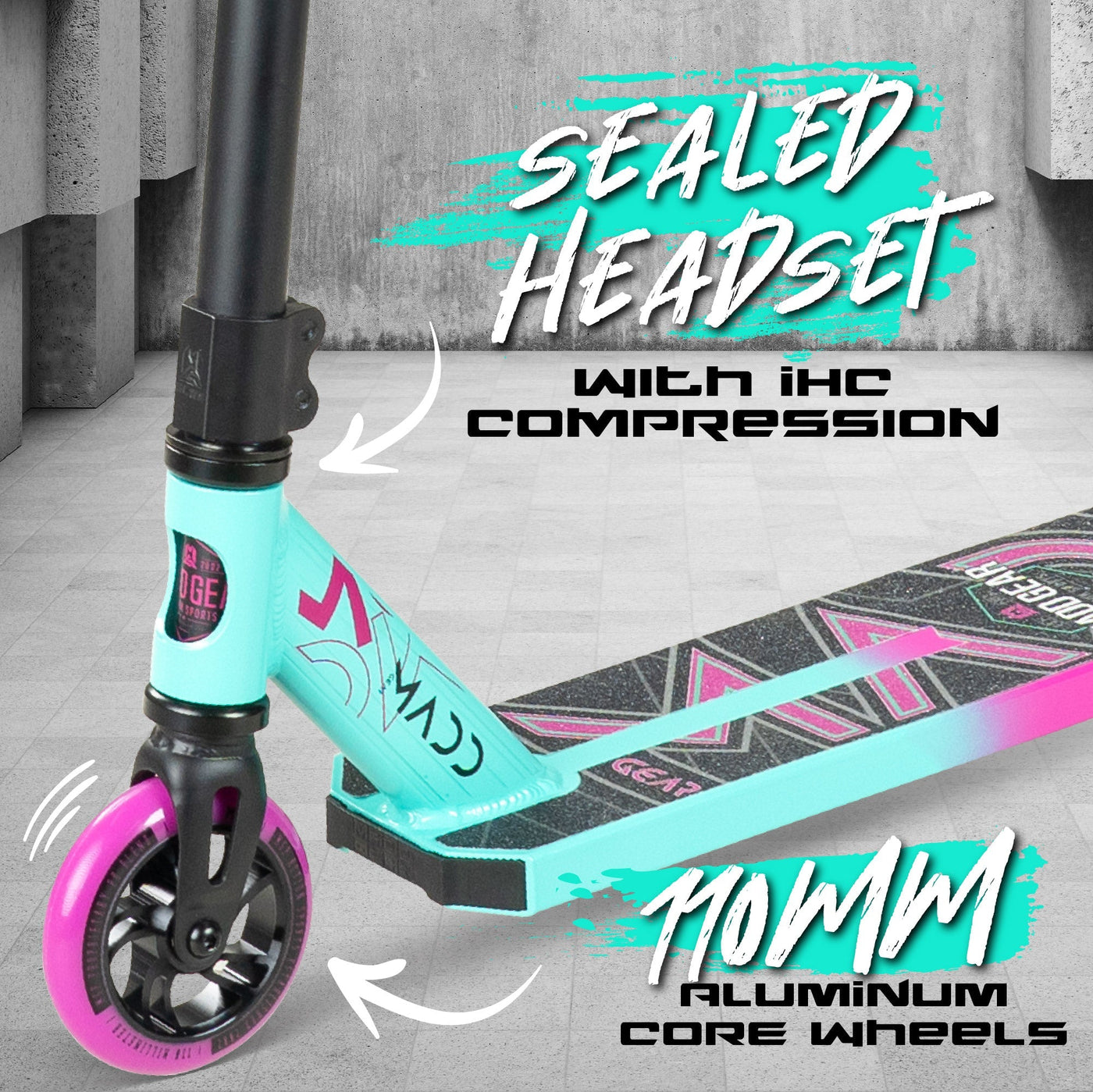 Madd Gear Carve Elite Stunt Scooter - Teal-Pink