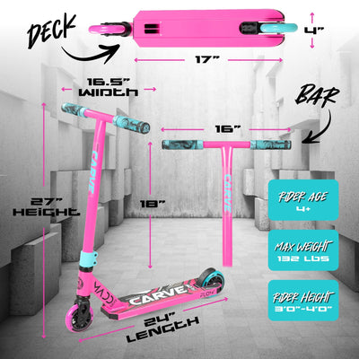 Trottinette freestyle Carve Flow-X Pro - Rose-Sarcelle