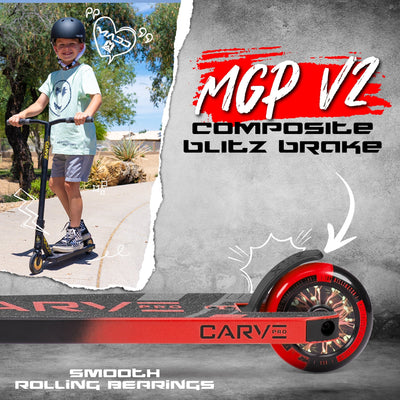 Carve Pro Trick Stunt Scooter - Nero-Rosso
