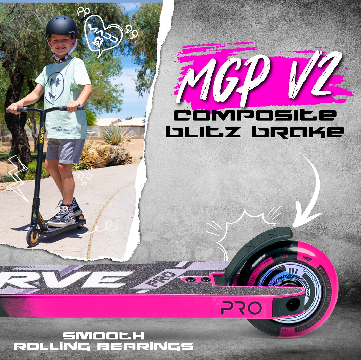 Carve Pro-X Trick Stunt Scooter - Black-Pink