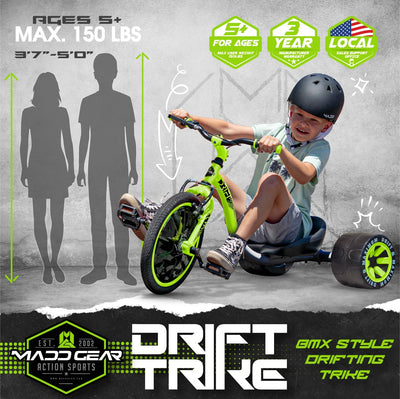 Madd Gear Drift Trike - Green Black