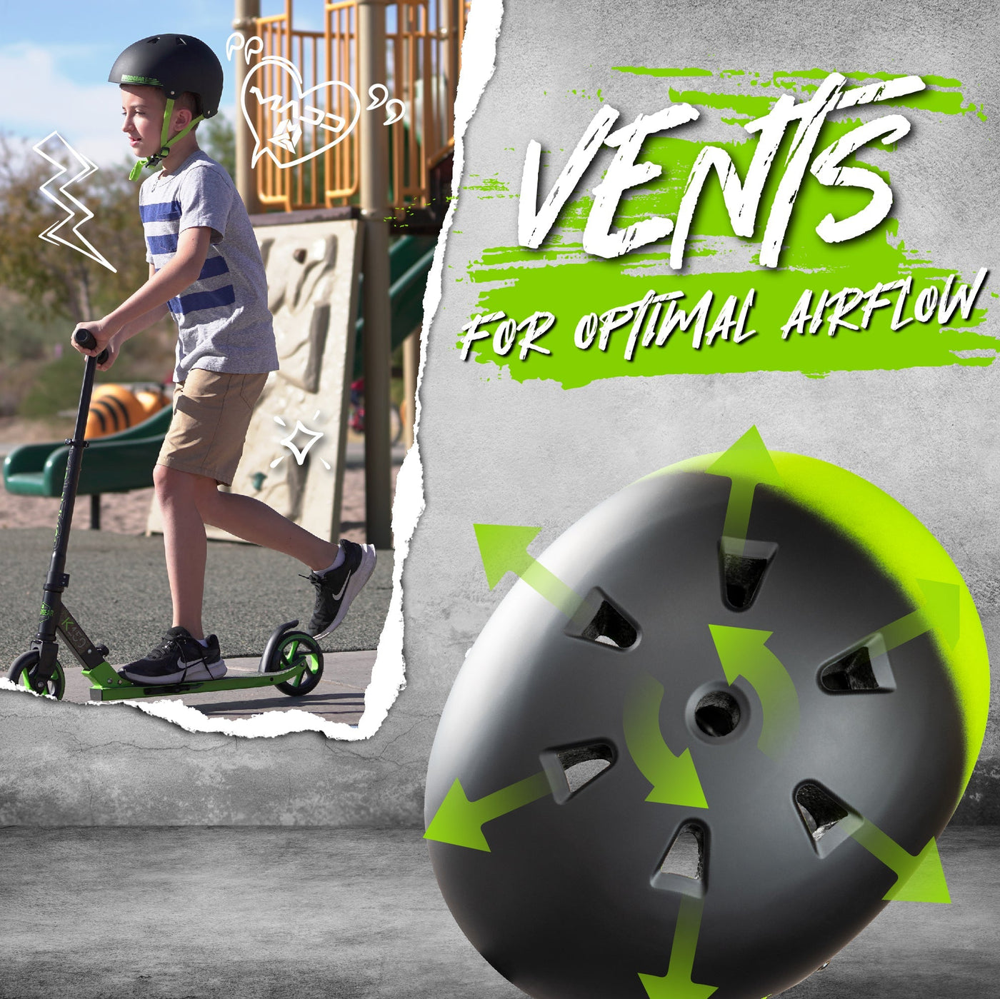 Certified EPS Helmet - Black Green S/M