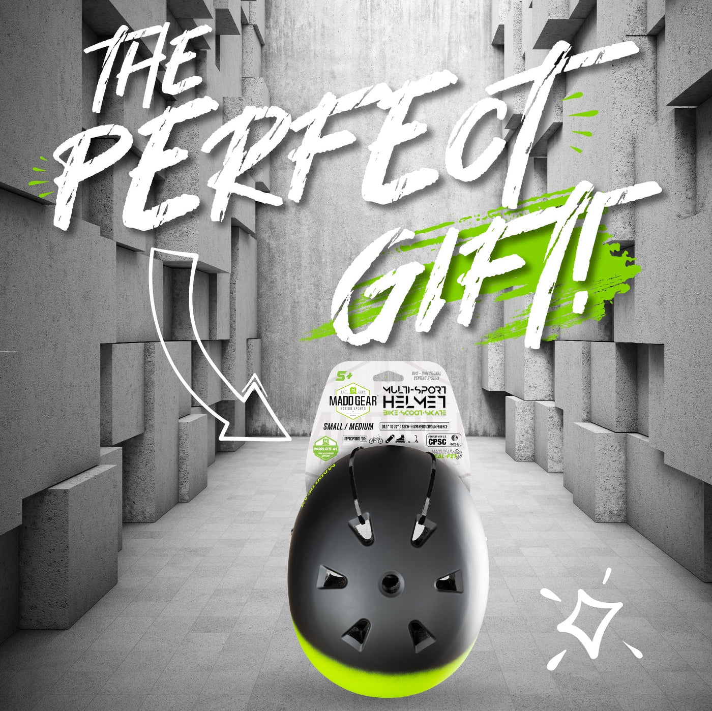 Certified EPS Helmet - Black Green S/M