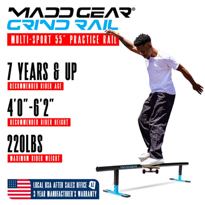 55" Adjustable Grind Rail - Black Blue