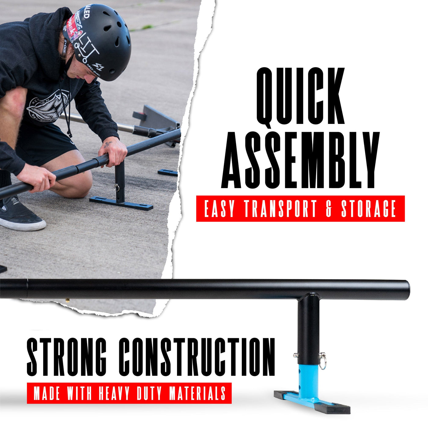 55" Adjustable Grind Rail - Black Blue