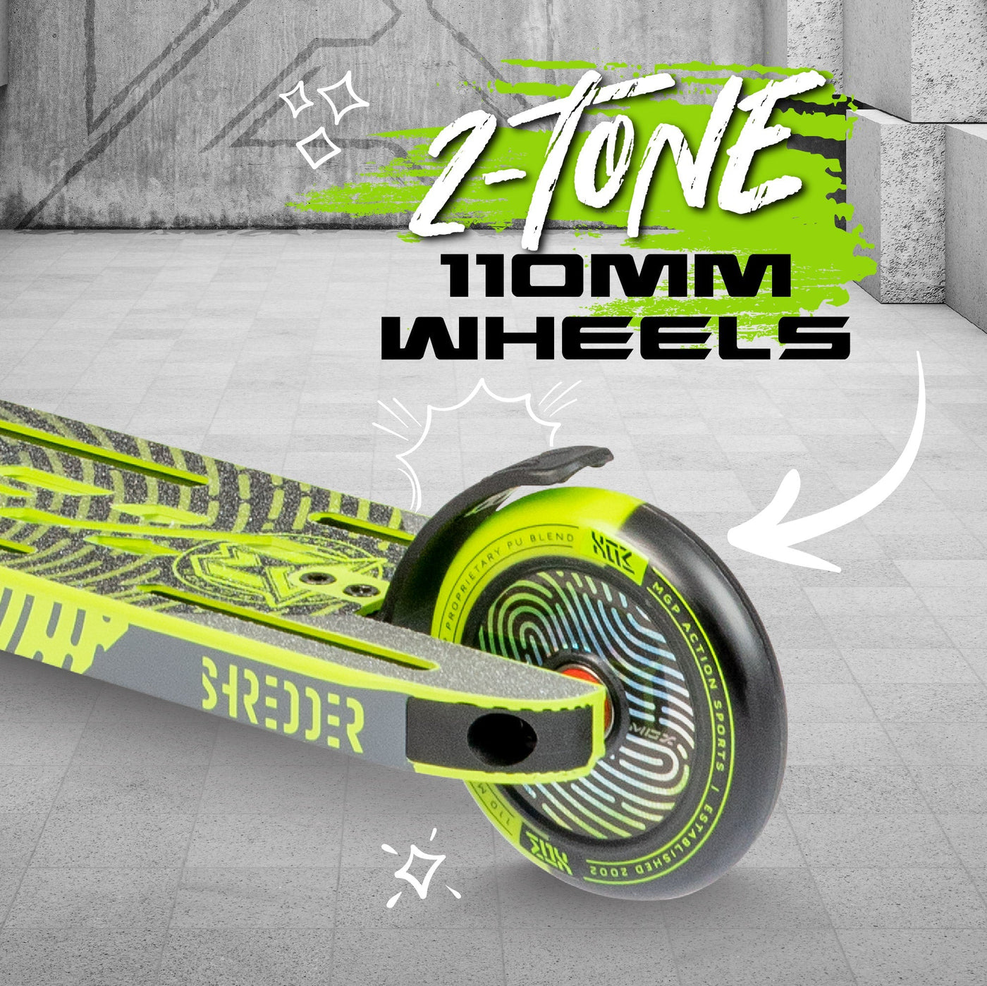 MGX Shredder Stunt Scooter - Black Green