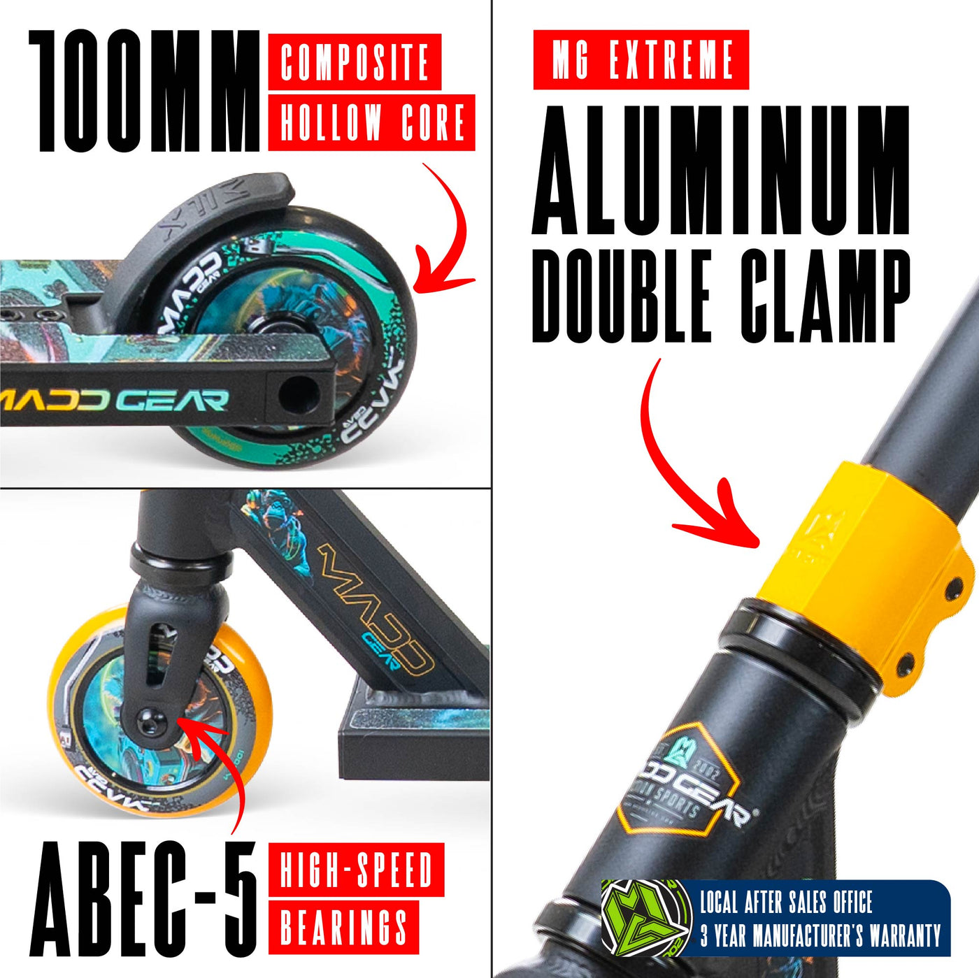 Madd Gear MG2 DJ Rilla Stunt Scooter – Schwarz Orange