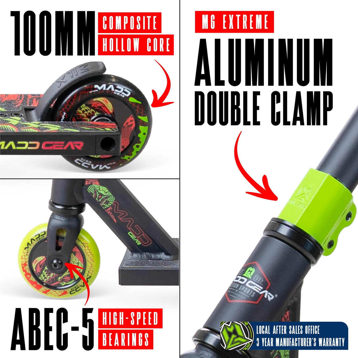 Madd Gear MG2 Venom Stunt Scooter – Schwarz Grün