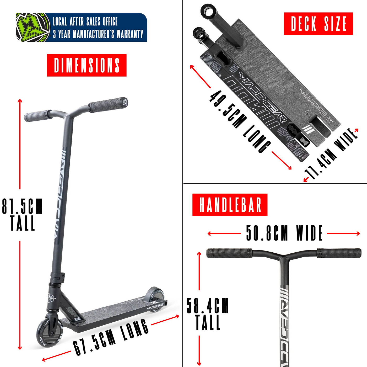 Madd Gear MG3 Zen Stunt Scooter – Schwarz