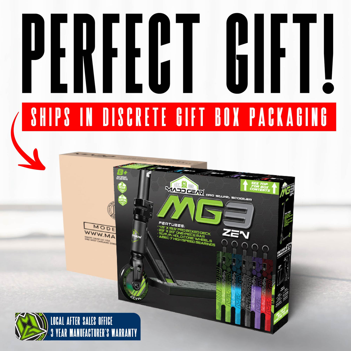 Madd Gear MG3 Zen Stunt Scooter – Schwarz