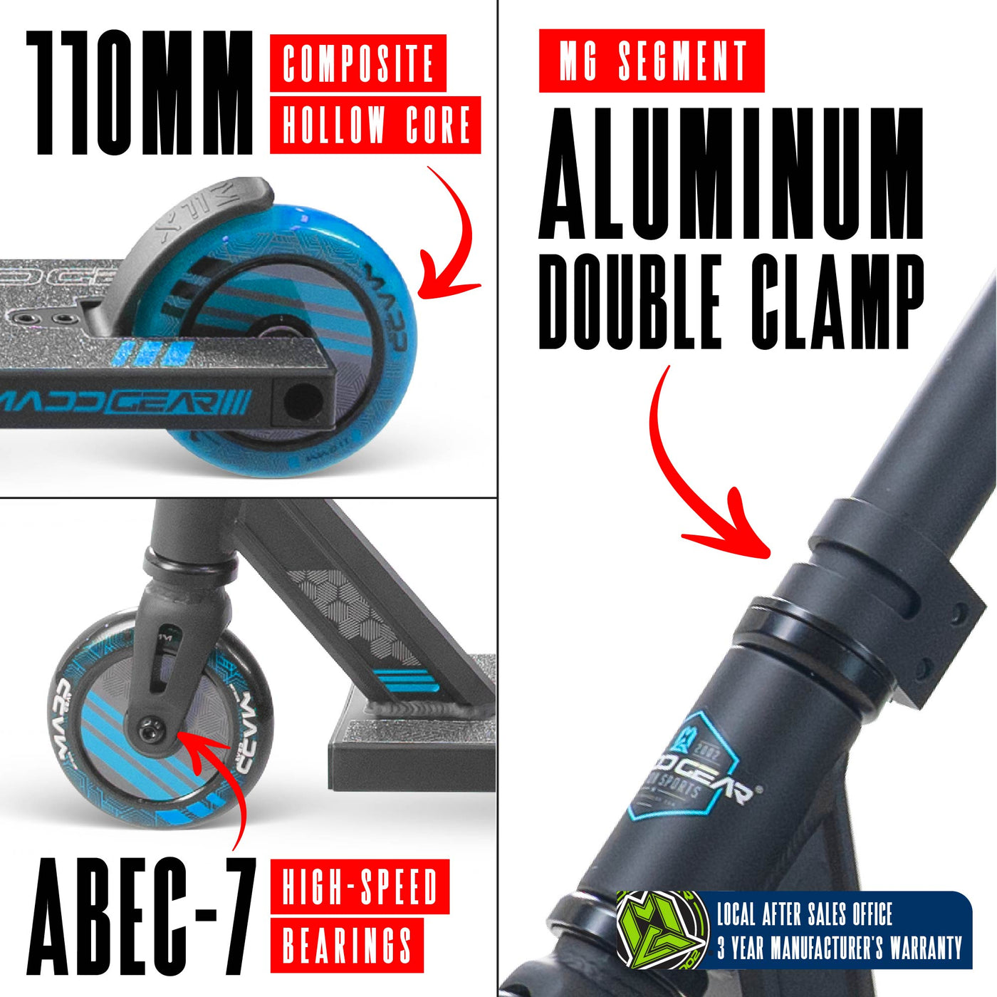 Madd Gear MG3 Zen Stunt Scooter – Schwarz Blau