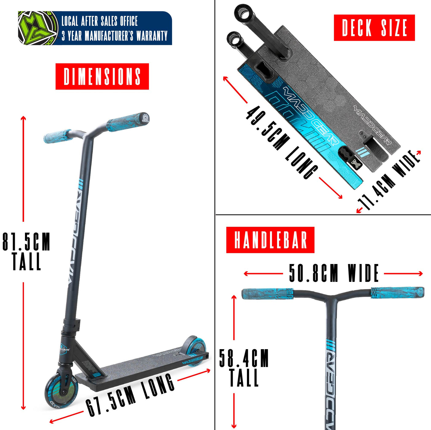 Madd Gear MG3 Zen Stunt Scooter – Schwarz Blau